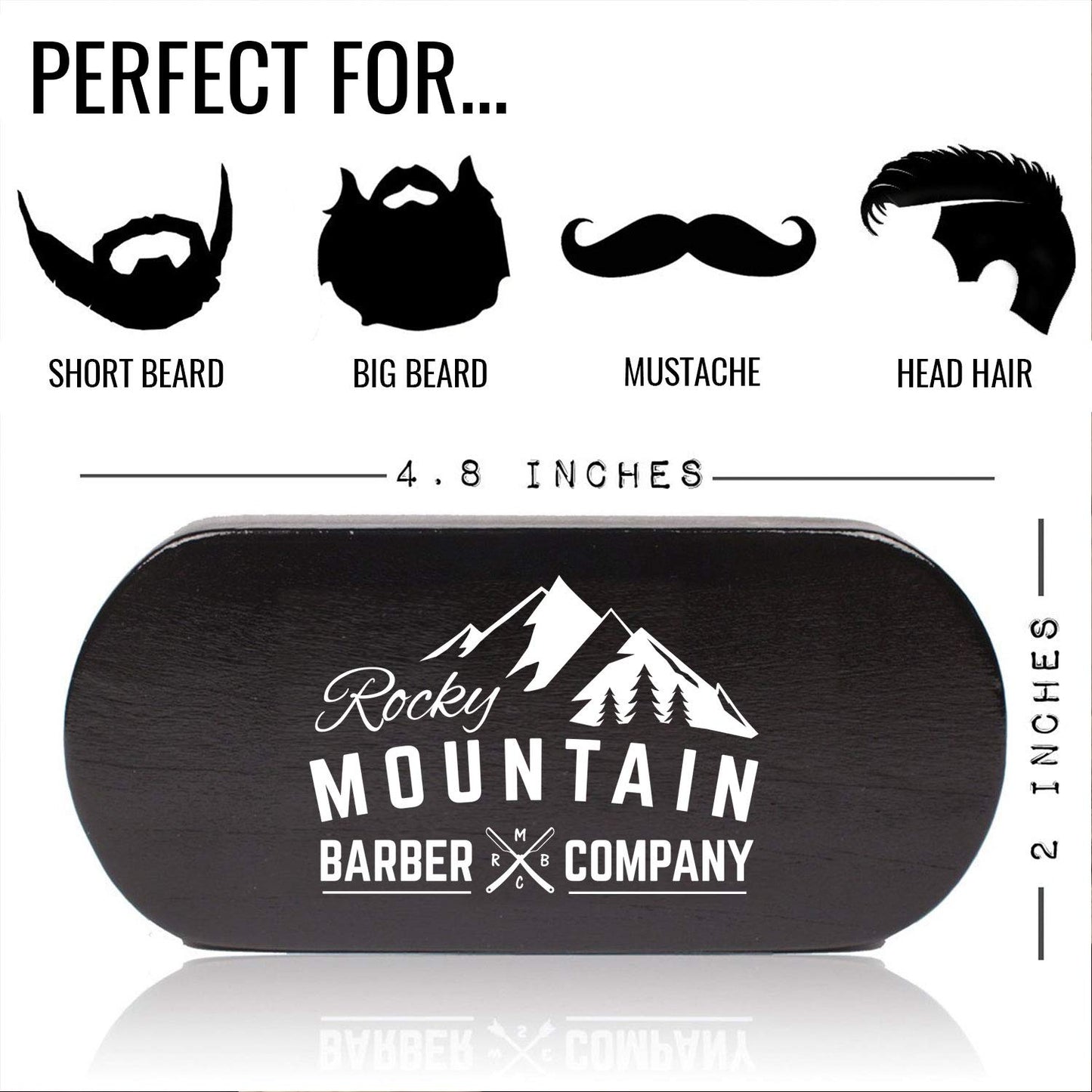 Men's Hair Brush- 100% Pure Black Boar Hair Natural Bristle for Beard, Moustache - Firm Military Style with Handmade Wood Handle β No Snags, No Scratch, Gentle Bristle β Use with Beard Oil