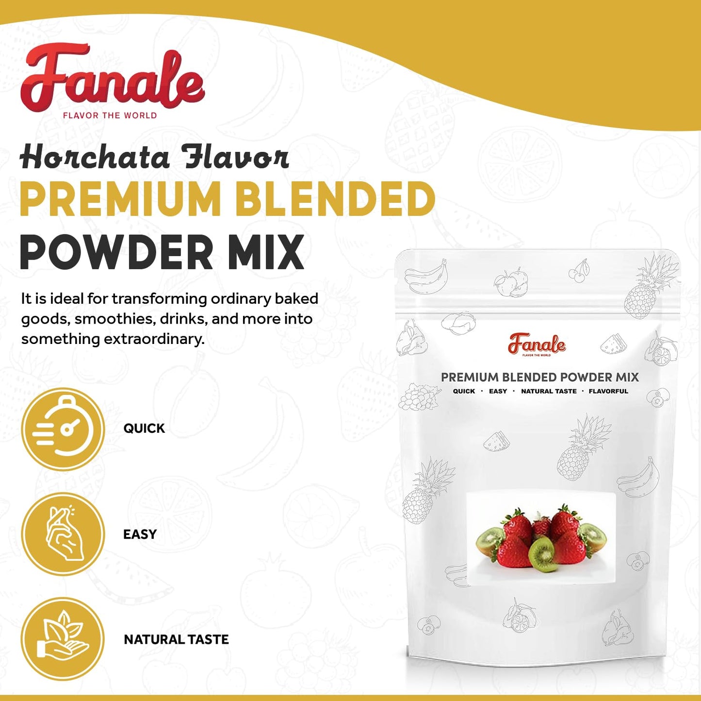 Fanale Premium Horchata Bubble Tea Flavoring Powder | Perfect for Baking, Smoothies, Desserts and Drinks | Instant Flavoring Powder for Boba Milk Tea- 2.2 Pounds (Pack of 1).