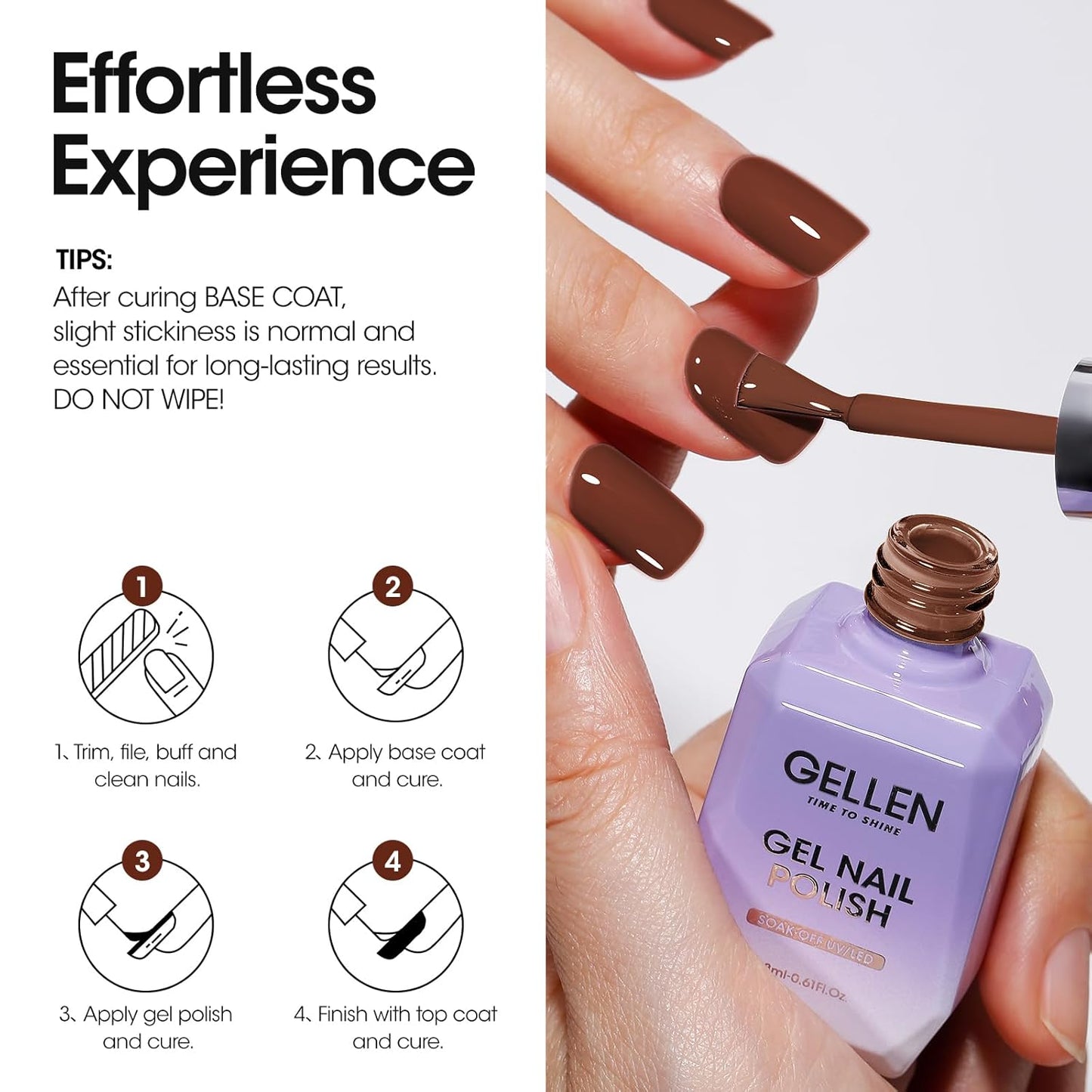 Gellen Brown Gel Nail Polish 18 ML Dark Brown Gel Polish Chocolate Coffee Nail Polish Gel Fall Winter Soak Off U V LED Nail Lamp Gel Polish for French Nails Home Salon DIY Manicure, 0.61 Fl Oz