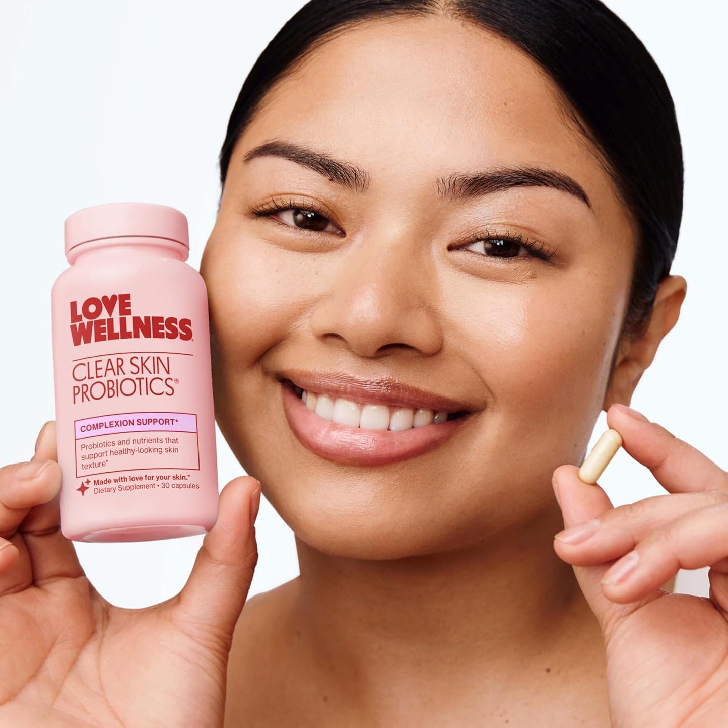 Love Wellness Clear Skin Probiotic | Clear Up Hormonal Acne Pimples, Redness & Pore Minimizer | Skin Care with Zinc, Bifidobacterium Longum & Chaste Tree Fruit Extract | Acne Treatment | 30 Count