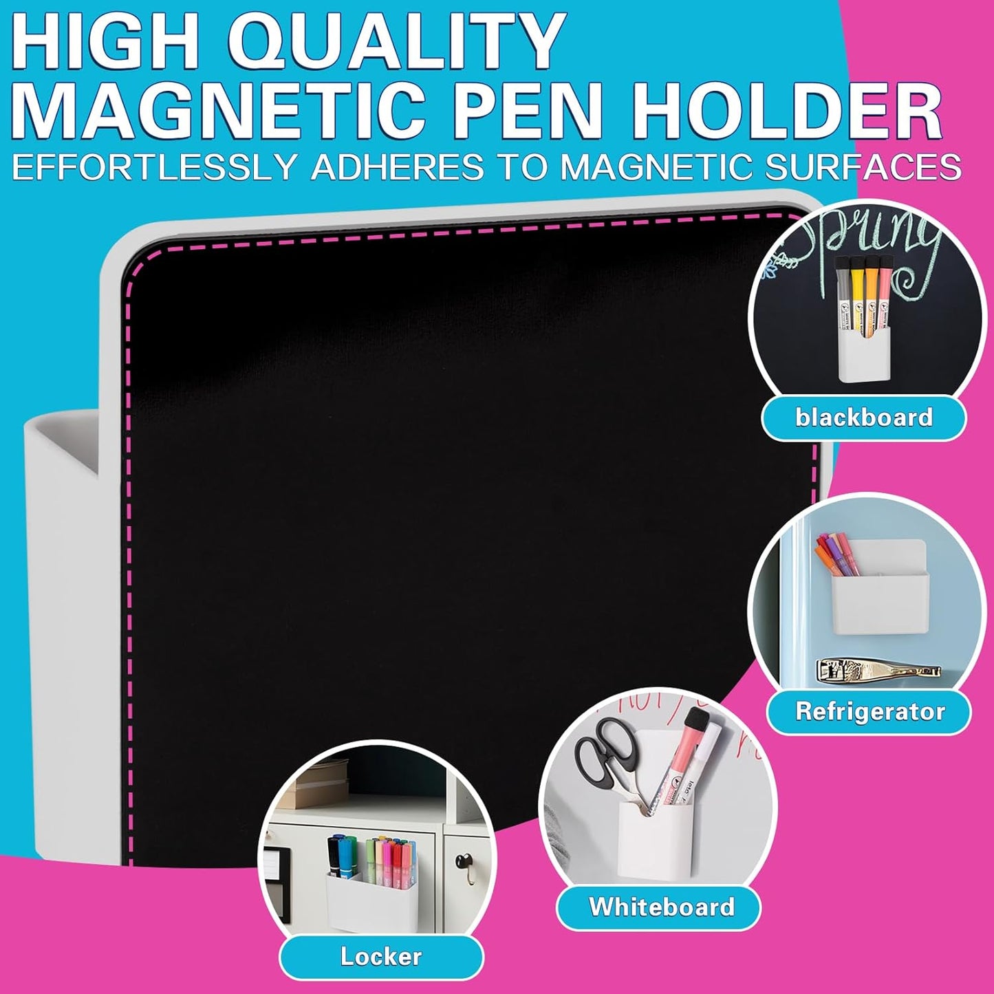 Grtard 4 Pack Magnetic Pen Holder, Magnetic Marker Holder for Whiteboard, Magnetic Dry Erase Marker Holder, Magnetic Pen Holder for Refrigerator, Magnetic Pencil Holder, Magnet Locker Organizer