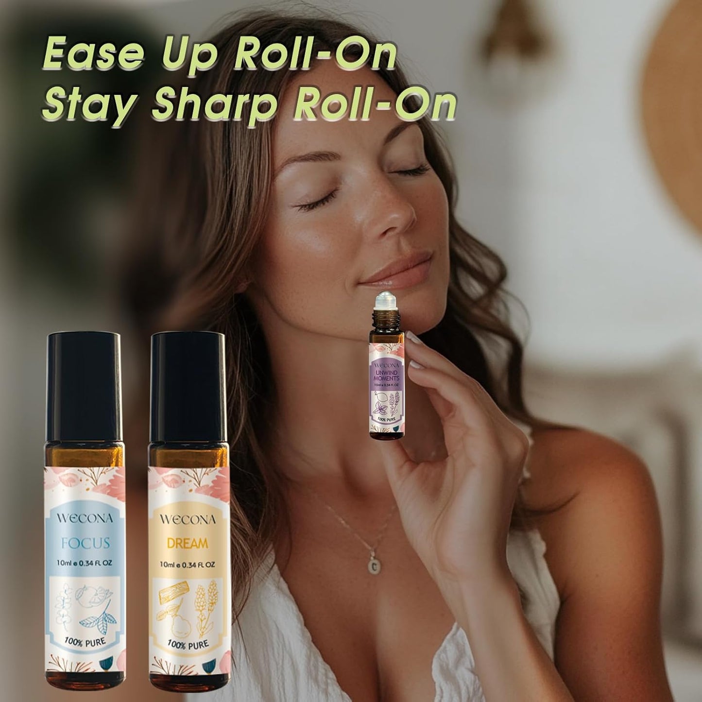 Aromatherapy Essential Oil Roll-On Set β 6x10ml Essential Oil Blends with Roller Bottles, Portable Essential Oils for Diffusers for Home,Relaxing Gift for Women & Men