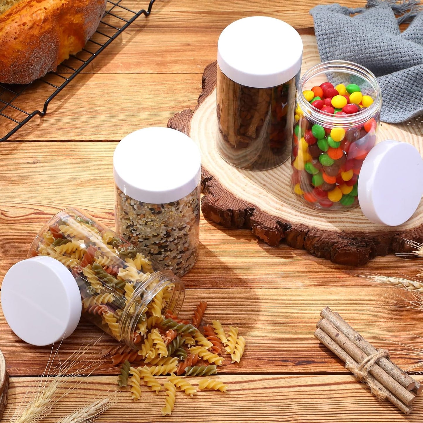 Patelai 4 Pieces Round Wide-mouth Leak Proof Plastic Container Jars with Lids for Travel Storage Makeup Beauty Products Face Creams Oils Salves Ointments DIY Making(12 Ounce,White)