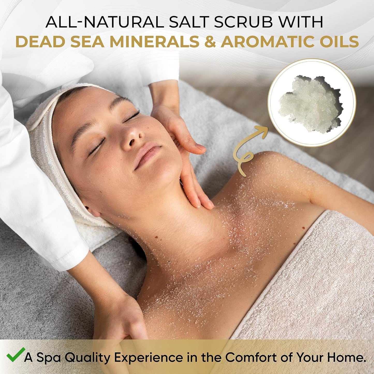 Salt Cellar Spa All-Natural Dead Sea Salt Scrub - Refresh with Coconut Vanilla - Energize, Revive, and Rejuvenate your Skin - Made in Israel, Cruelty-Free, 18 oz.