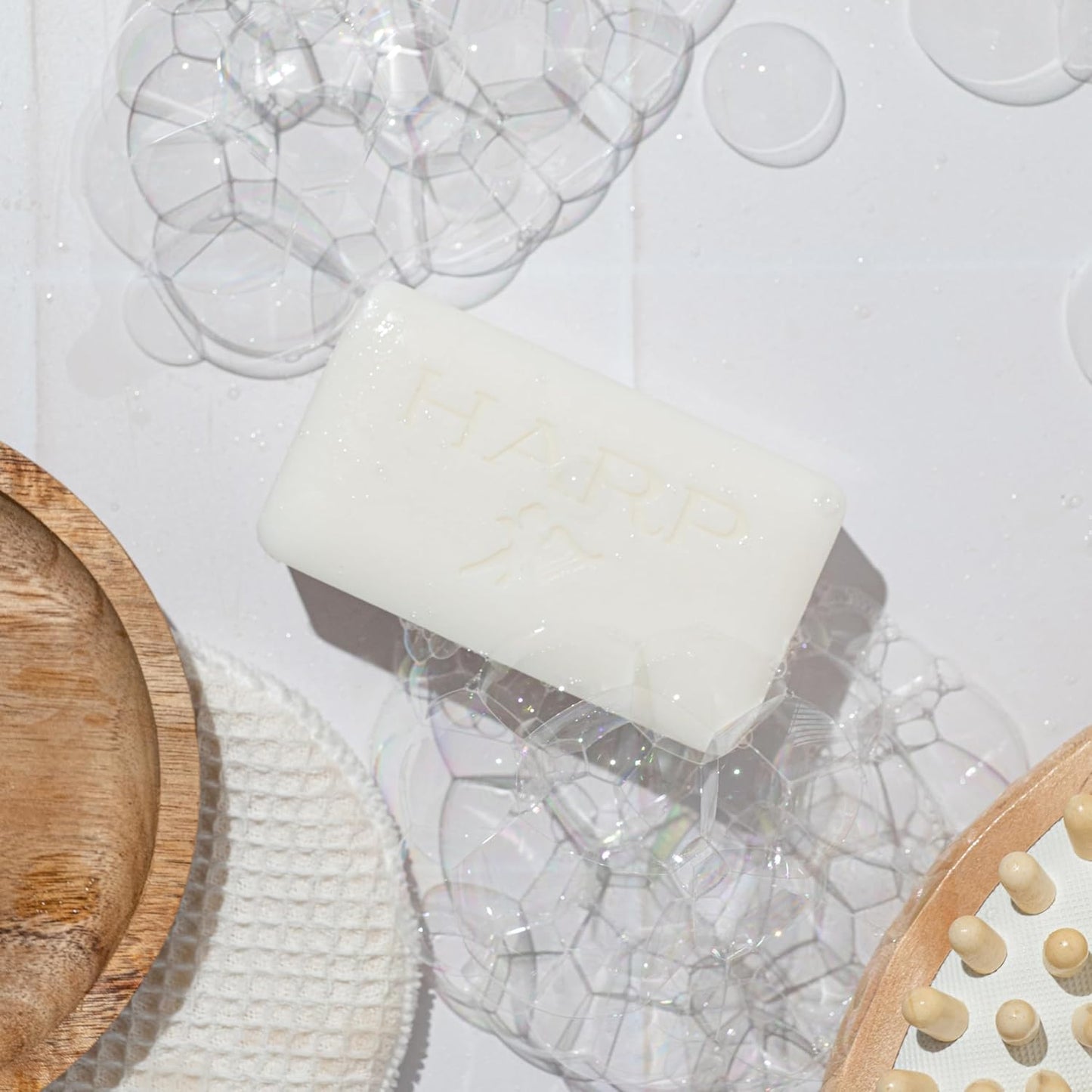 HARP pH-Balanced (5.0-6.0) Body Wash Bar. ZERO Saponified Oils. Protects Moisture Barrier. Gentle for Sensitive/Dry skin. + Shea Butter/Borage Oil. Non-Comedogenic. FRAGRANCE/masking agent FREE.