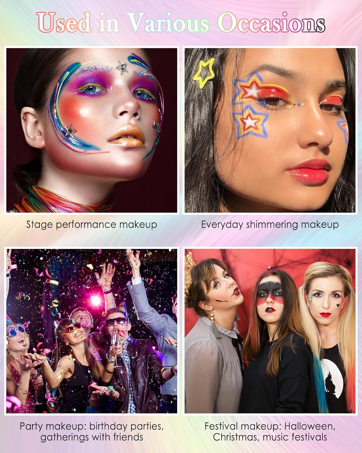 Glitter UV Neon Eyeliner Pencil, Waterproof Smudge-Proof Orange Eye Liner Liquid Pen, High-Pigment Shimmer Eyeliner Pen Long-Lasting Colorful Professional Makeup,Halloween Rave Party Gift for Women-04