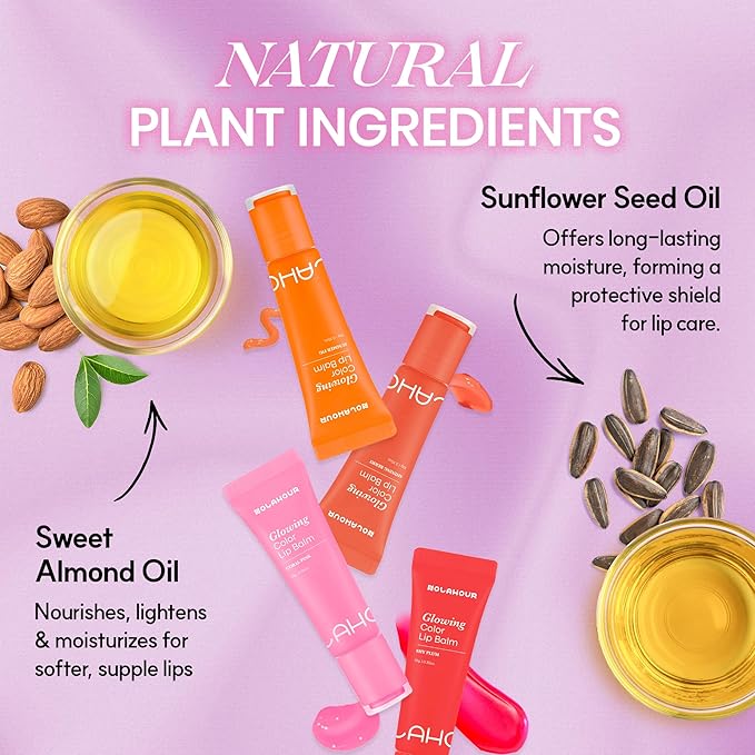 Glowing Color Lip Balm 0.35 Oz| Hydrating Lip Balm Lip Gloss for Girls | Vegan Lip Balm & Lip Plumping Gloss | Lip Glowy Balm & Lip Care for Dry Lips | Moisturizing Lip Balm Shy Plum