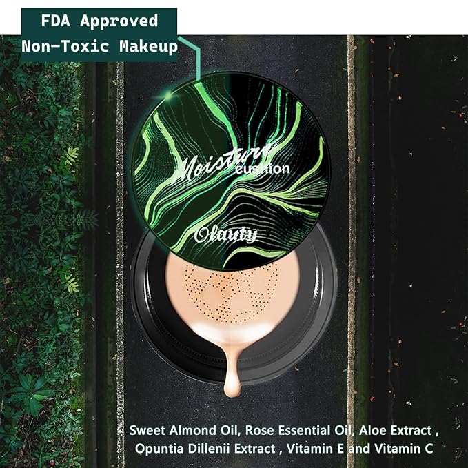 Moisture Cushion CC Cream Foundation for Mature Skin - Flawless Concealer BB Cream with Mushroom Head, Long-Lasting Waterproof Air Cushion CC, Natural honey and pine Makeup cream, Even Skin Tone๏ผ03#๏ผ