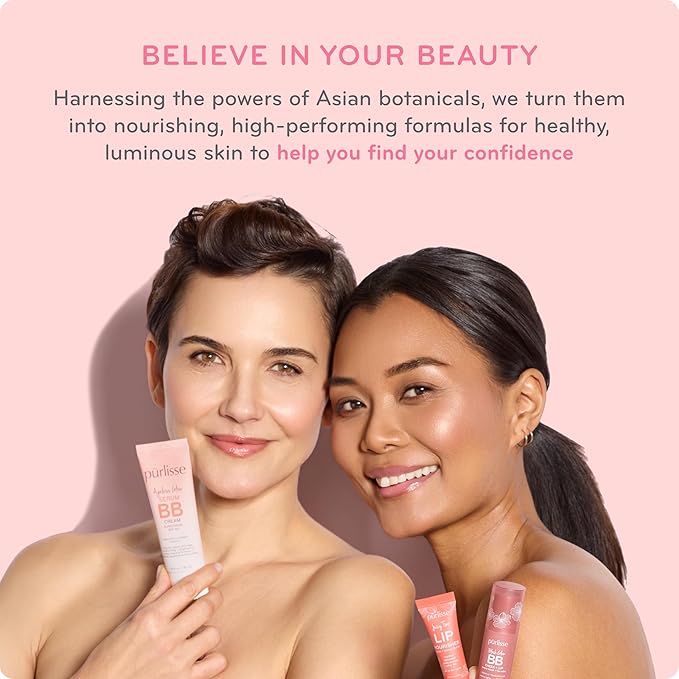 pūrlisse Perfect Glow BB Cream with SPF 30 - Matte Meets Dewy Finish - Enriched with Goji & Hawthorn Berry to Help Improve Skin Texture & Radiance - Light Warm (1.4 oz)