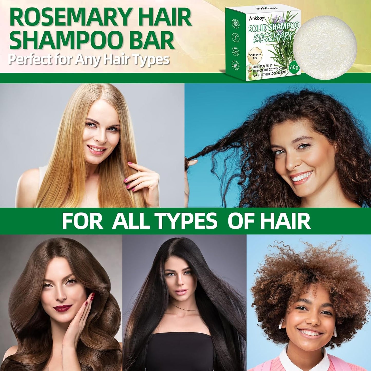 2 Pack Rosemary Oil Shampoo Bar,Natural Solid Hair Growth Soap Bars,Effective Cleansing Scalp Hair Loss Shampoo Bar,Organic Hair Oil Control,Strengthening,Thickening & Volumizing Soap for Hair