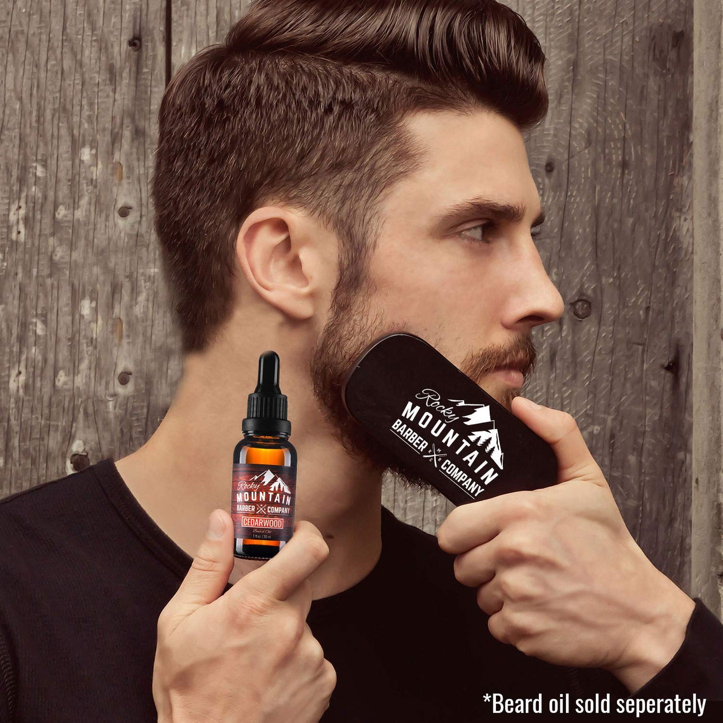 Men's Hair Brush- 100% Pure Black Boar Hair Natural Bristle for Beard, Moustache - Firm Military Style with Handmade Wood Handle β No Snags, No Scratch, Gentle Bristle β Use with Beard Oil