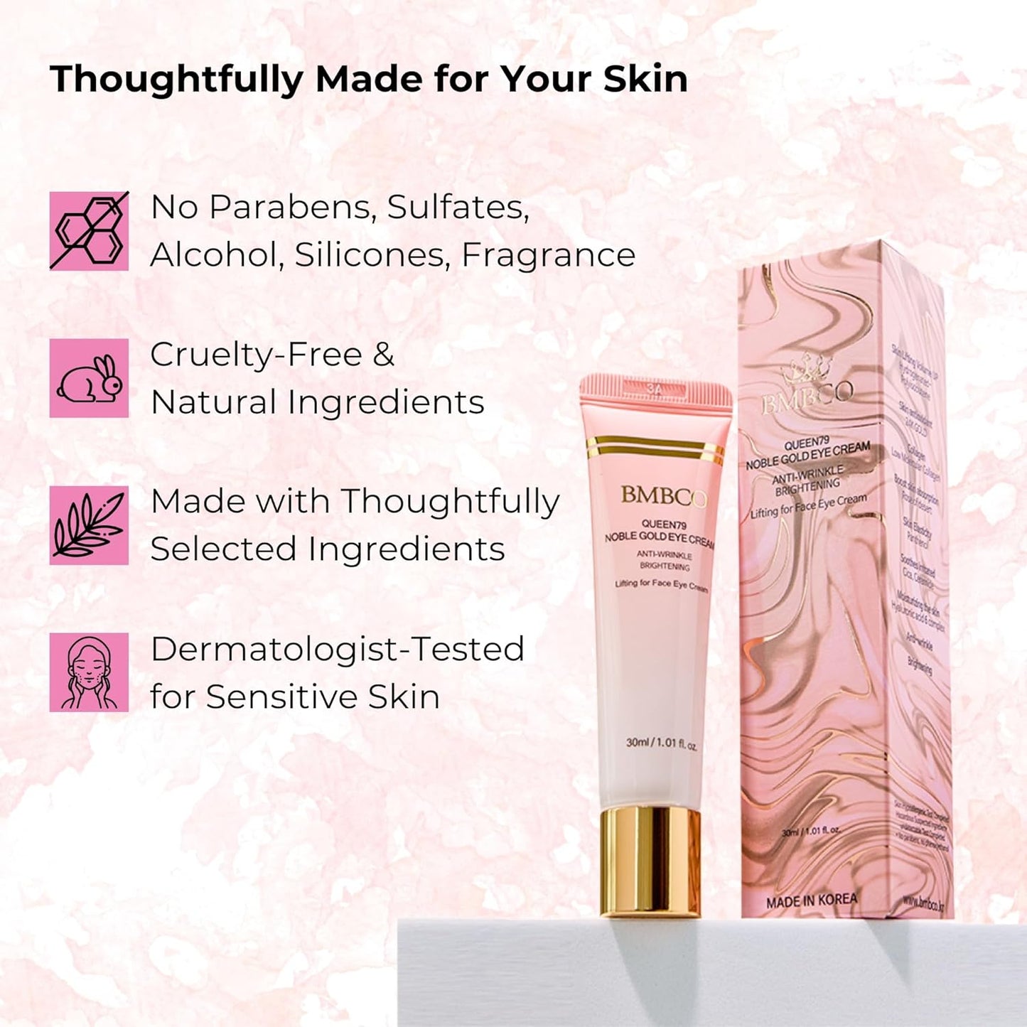 BMBCO 24K Gold Eye Cream β Dark Circle & Wrinkle Treatment, Hydrating & Brightening Under Eye Care, Anti-Aging & Firming for Fine Lines, Korean Skincare for Women & Men