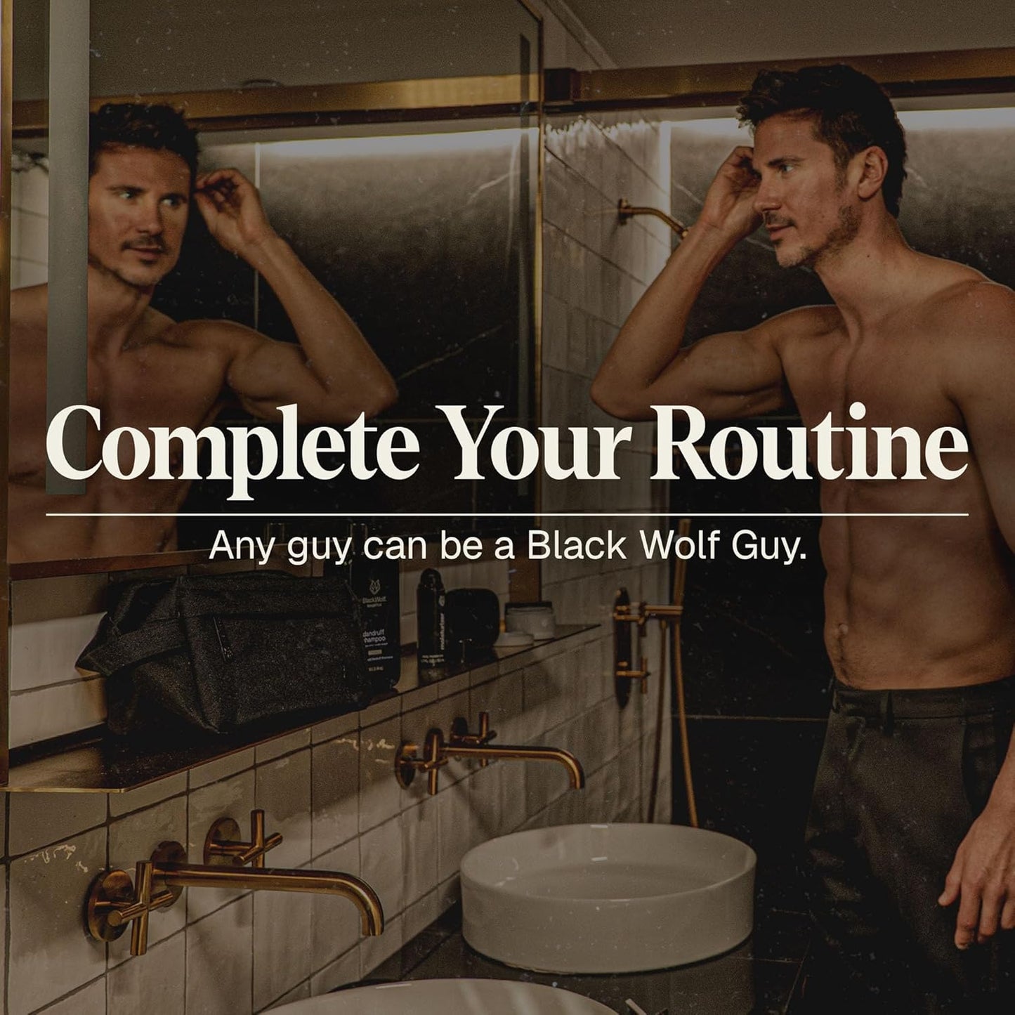 Black Wolf Charcoal Face Wash & Silicone Scrubber Set for Men - Daily Grooming & Hygiene Essentials for Mens Skin Care