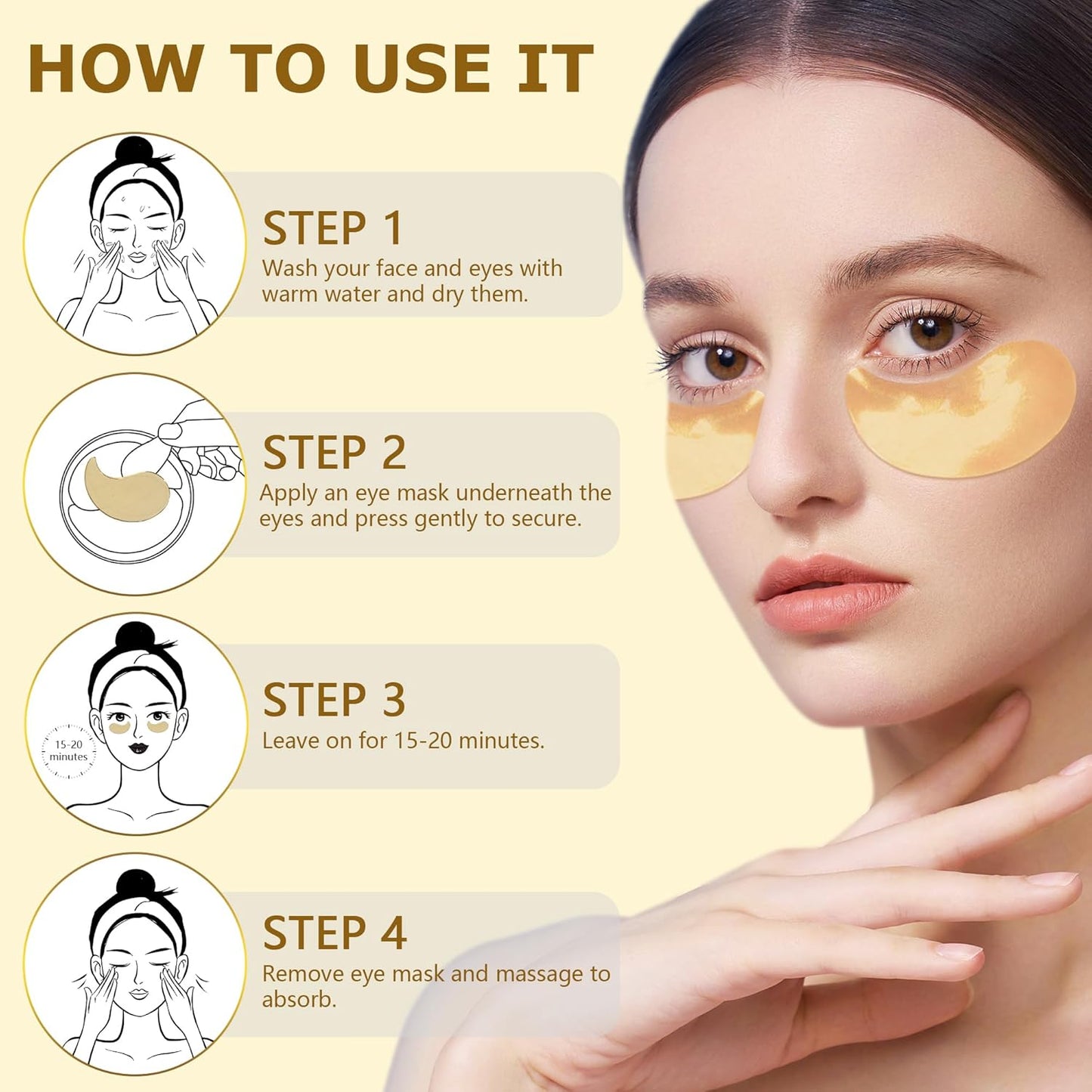 COSMETIC |24k Gold Vitality-Fill Hydra-Gel Eye Patches(30 Pairs) | Help Boosting Lift & Firm the Look of the Eye Area, Anti-Aging Under-Eye Patches