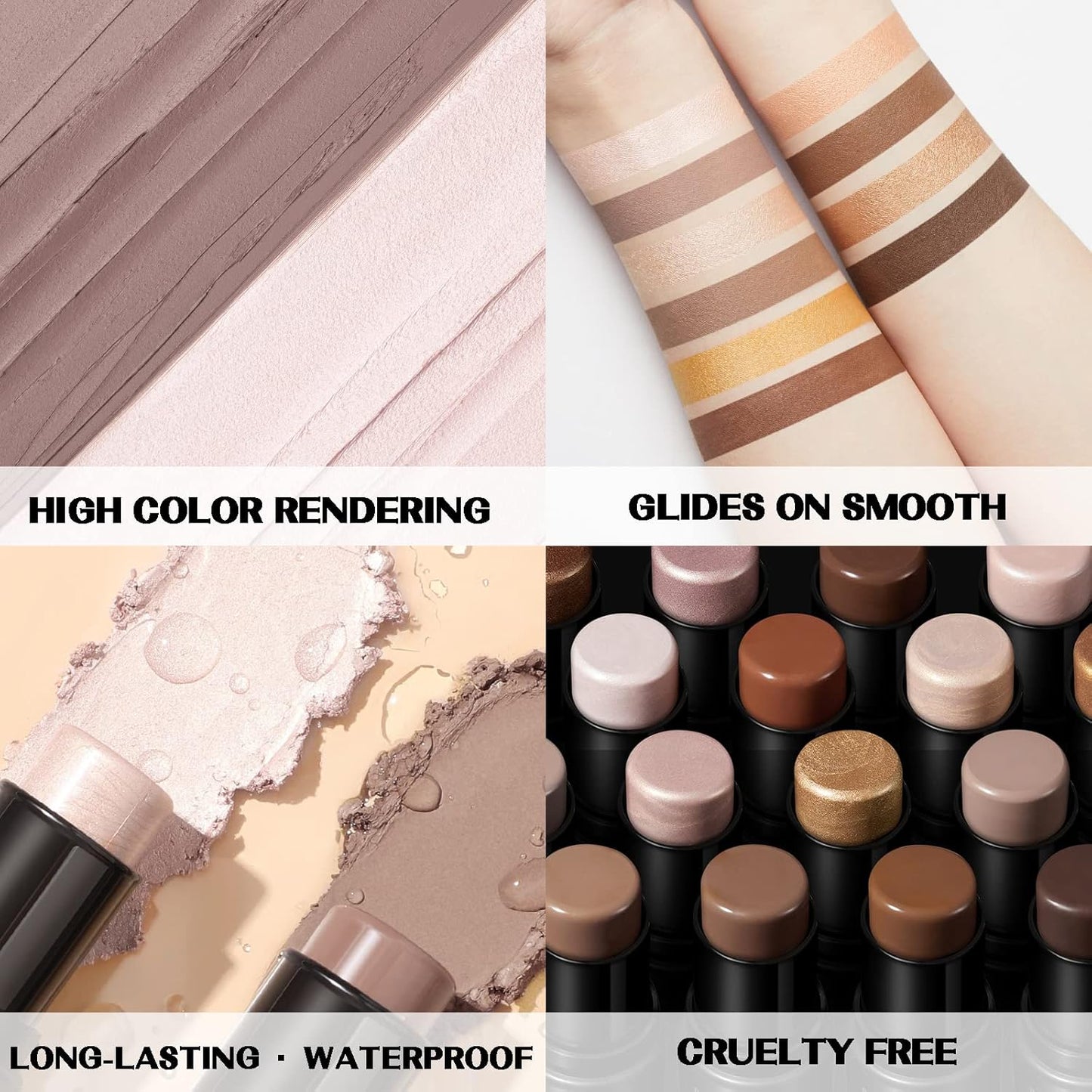 FOCALLURE 2 Pcs Mineral Cream Contour Stick,Moisturize Highlighter and Bronzer Pen,Non Stick Face Brightens & Shades Pencil,Long Lasting & Smooth Gliding Face Illuminator Makeup,Fair-light