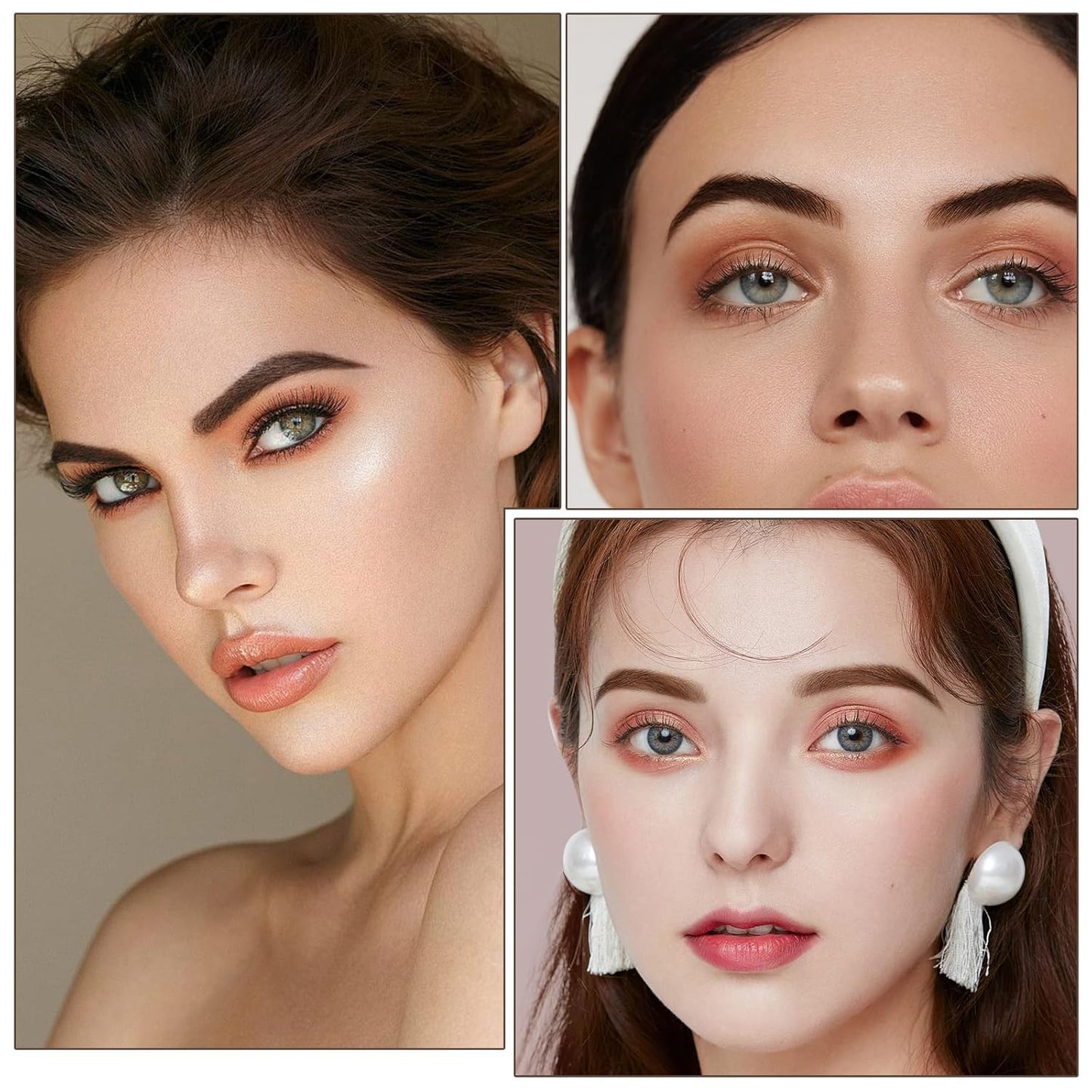 3 Colors Eyebrow Makeup Kit, Professional Brow Contour Palette, Waterproof Long-lasting Eyebrow Filler Powder with Mirror & Brow Brush