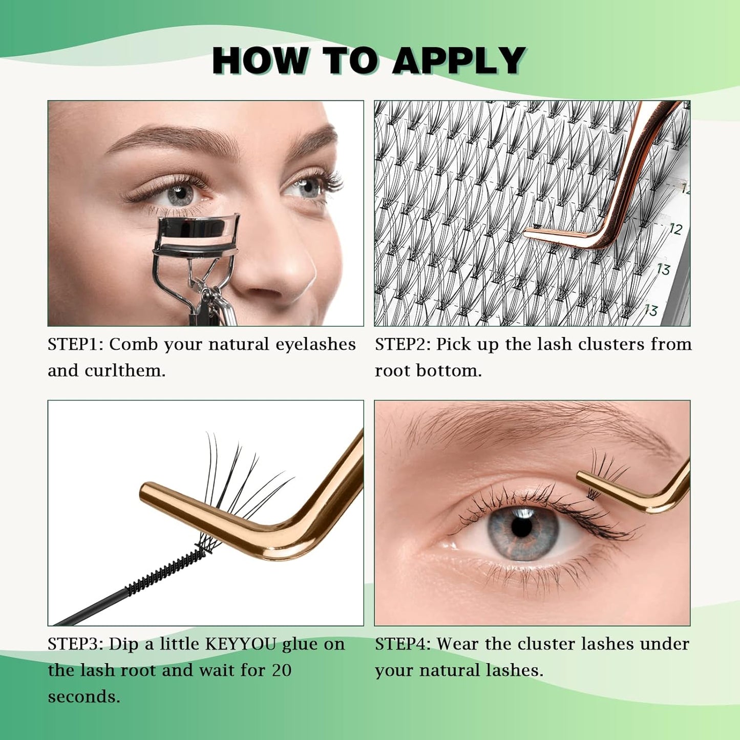 Lash Clusters 300Pcs Individual Lashes 10D 0.1C Curl 9-18MIX Lash Extensions Clusters Lashes Soft&Natural False Eyelashes Individual DIY Eyelash Extension at Home(10D-0.1C,9-18MIX)