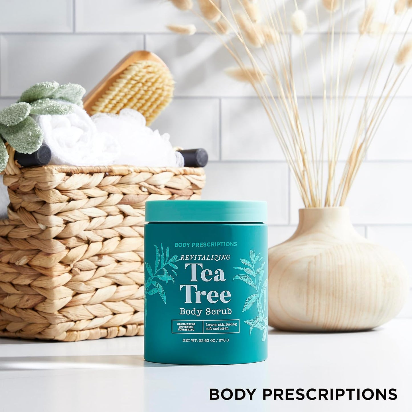 Body Prescriptions Exfoliating Body Scrub β Body Cleanser for Nourished, Ultra-Smooth Skin, Tea Tree