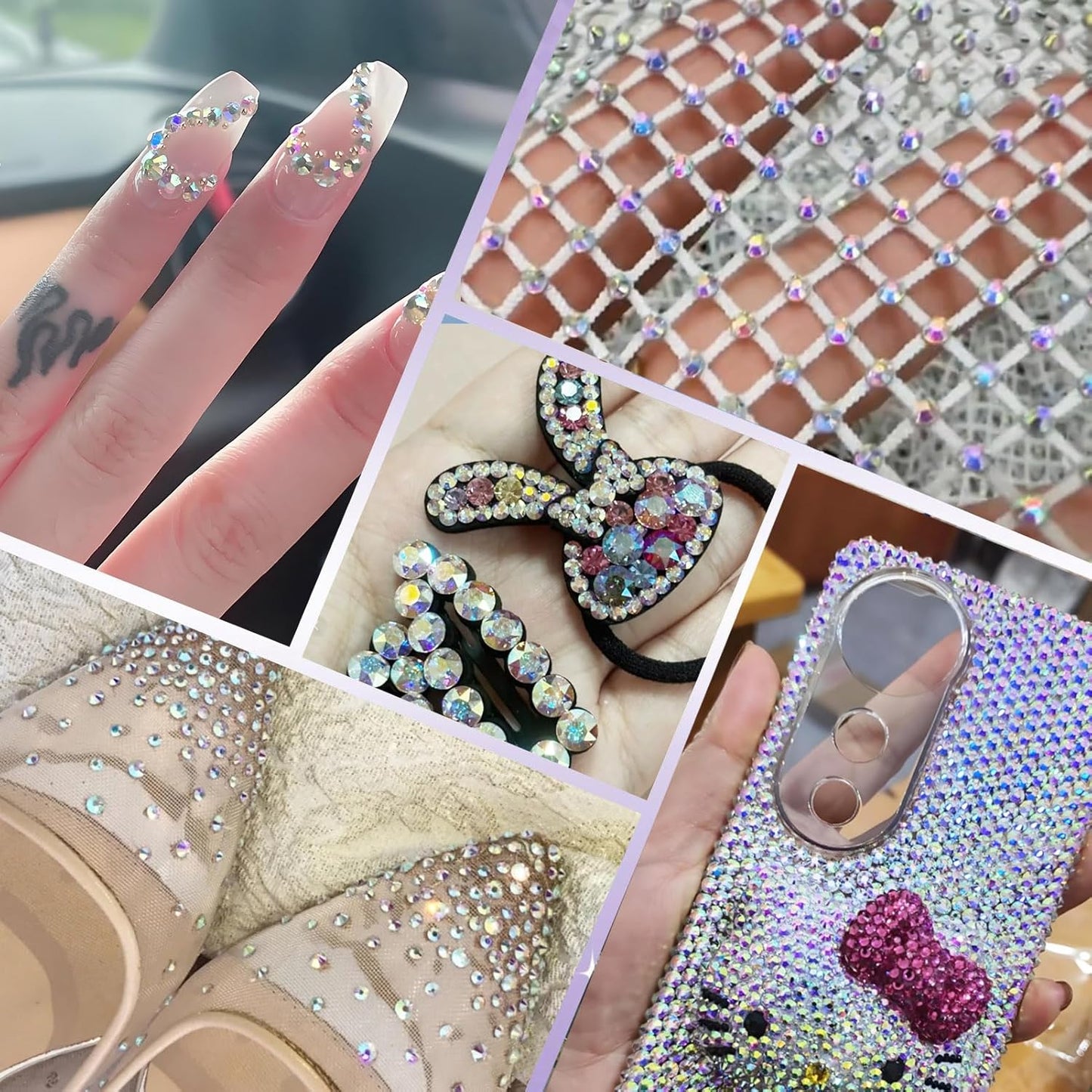 3000PCS SS8 Flatback Rhinestones | 12-Facet Diamond-Cut Glass Gems for Nail Art, Clothing, DIY Crafts |Glue-On Decoration Stones with Silver Backing(Crystal AB)