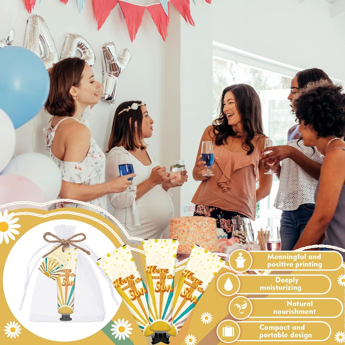 48 Sets Baby Shower Hand Cream Party Favors for Guests Gift Bulk Travel Size Hand Lotion Set for Baby Shower Wedding Christmas(Here Comes the Son)