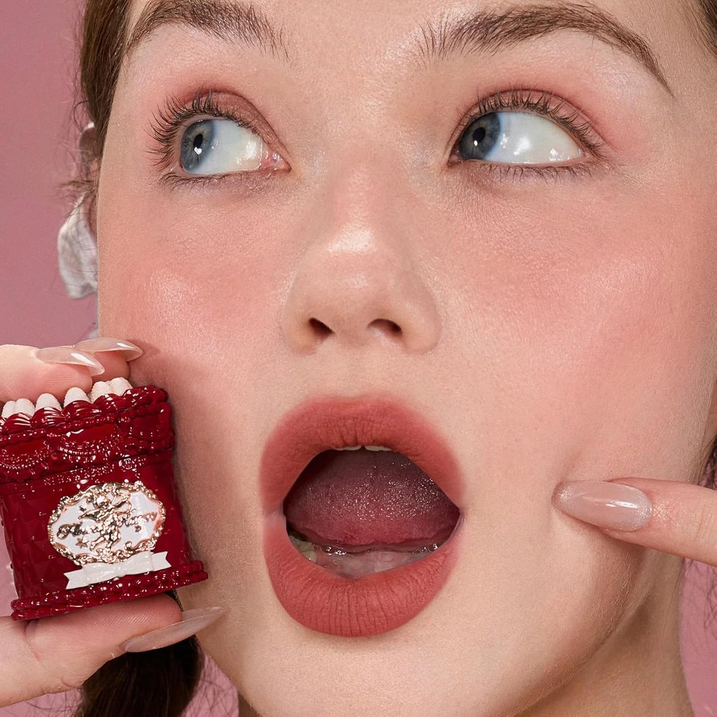 Flower Knows Strawberry Cupid Cake Lip Cream,Velvety-Smooth Matte Liquid Lipstick,Hydrating,Smudge-proof & Stain-Free Lip Stain(V07 Fig,0.17 Fl Oz)