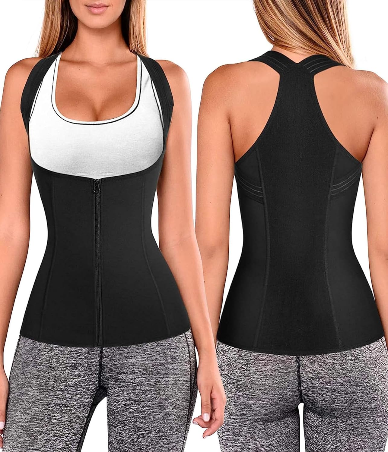 URSEXYLY Women Back Braces Posture Corrector Waist Trainer Vest Tummy Control Body Shapers for Spinal Neck Shoulder and Upper Back Support (M, Black)