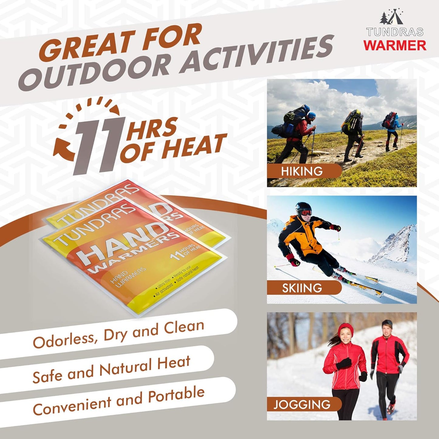 Hot Hand Warmers Heat Pack - 80 Count - 11 Hours Long Lasting Natural Safe and Odorless Single Use Air Activated Heat Packs for Hands, Toes and Body - TSA Approved