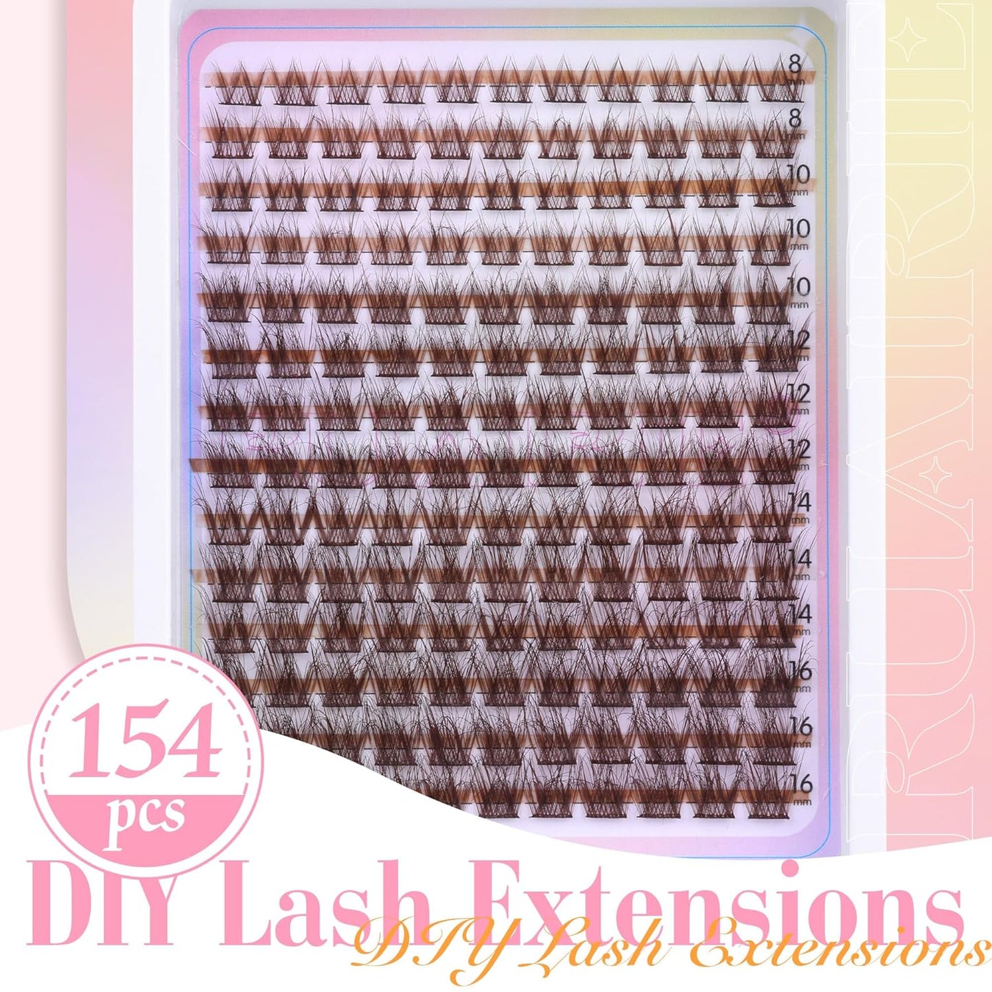 Brown Lash Clusters Wispy Lash Clusters Eyelash Extensions 154pcs Brown Eyelash Clusters 8-16MM Natural Cluster Lashes Extensions by Ruairie