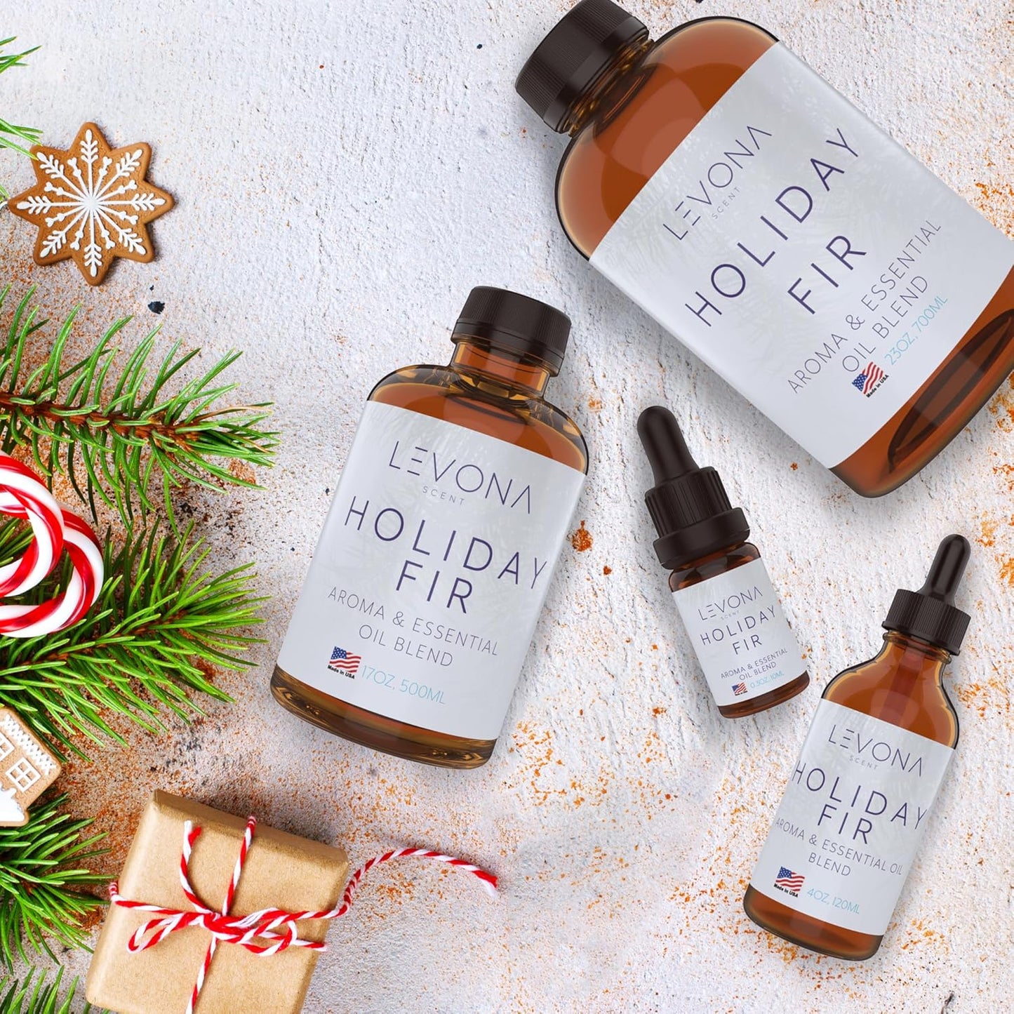 Levona Scent Christmas Essential Oils for Diffuser: Holiday Fir Essential Oil for Diffusers for Home - Essential Oils with Notes of Sandalwood & Amber Oil - Winter Fir and Balsam Fragrance - 10Ml