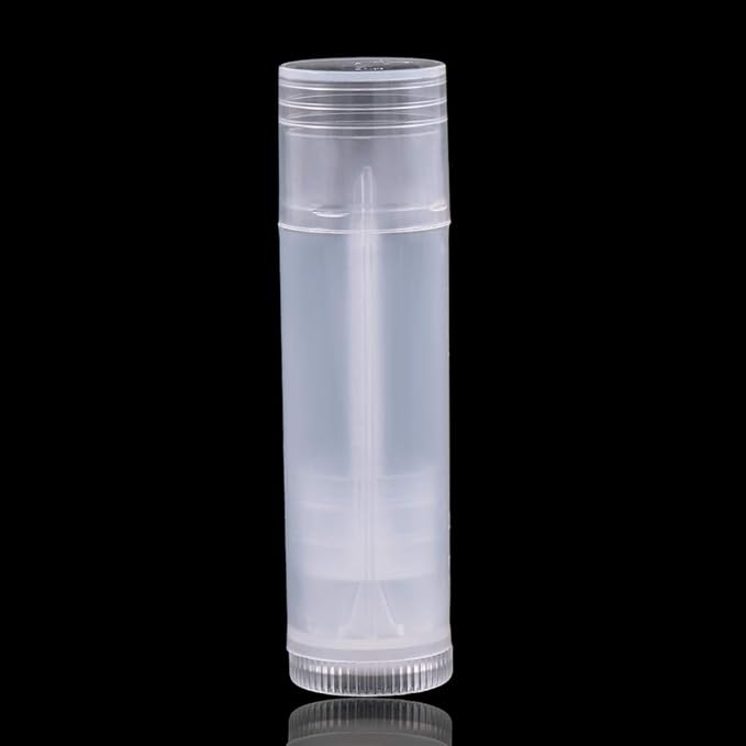 50Pcs 5ml Translucent Lipstick Cosmetic Empty Lip Gloss Lipstick Containers,Cosmetic Containers Sale Lip Balm Tubes Empty Hot Transparent Plastic Refill Lip Balm Tube with Cap