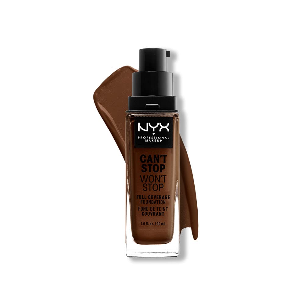 NYX PROFESSIONAL MAKEUP Can't Stop Won't Stop Foundation, 24h Full Coverage Matte Finish - Deep Walnut