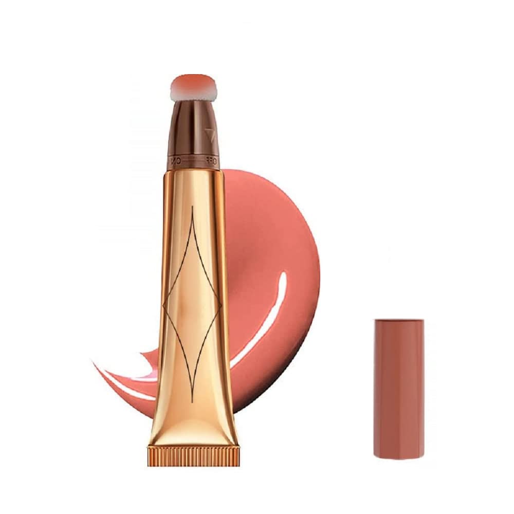 Liquid Blush Beauty Wand, Cream Blush Stick,Face Concealer Contouring Shaping,Long Lasting & Smooth Natural Matte Finish,with Cushion Applicator Attached Easy to Blend.(02# Peach Pink)