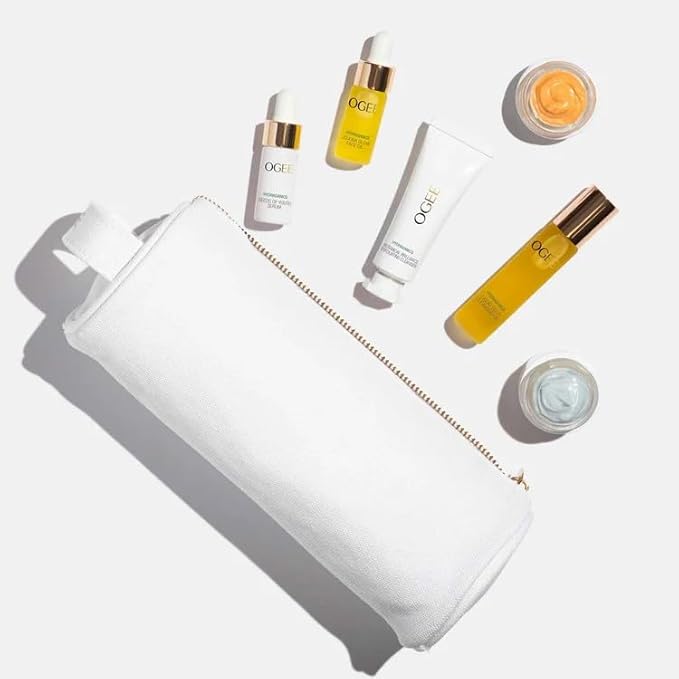 Ogee Discovery Set - Skincare Gift Set - Best-Sellers in Travel-Friendly Sizes - Includes Hyaluronic Acid Serum, Brightening Eye Balm & More
