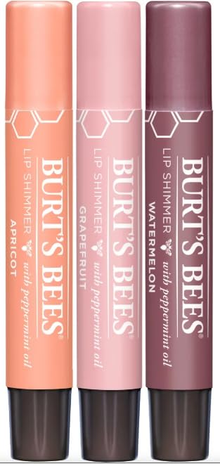 Burts Bees Kissable Colo, Apricot, Grapefruit, Watermelon Lip Shimmer Gift Set of 3 x 0.09 oz (2.55g) - 1 Count
