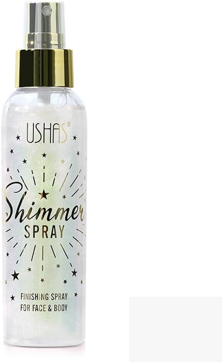 USHAS Body Glitter Spray 3.72 fl.oz - Temporary Body Shimmer Spray for Face, Hair, Clothing, Long Lasting Quick-Drying Shiny for Music Festival Rave (02)
