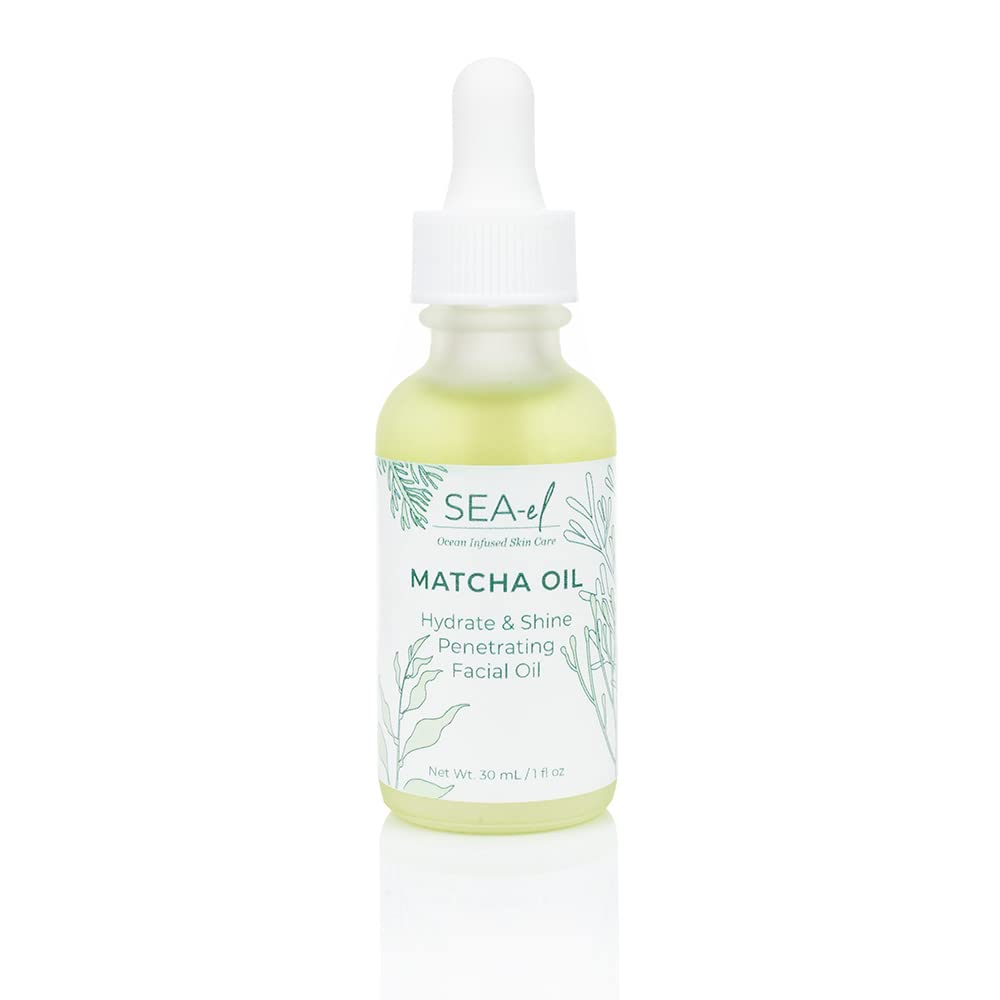 Sea-El Matcha Face Oil Skincare - Hydrating Glow Green Tea & Sea Kelp Facial Oil Blend - Calming & Deeply Penetrating Antioxidant-Rich Moisturizer for Women & Men, Vegan, All Skin Types - 1 Fl Oz