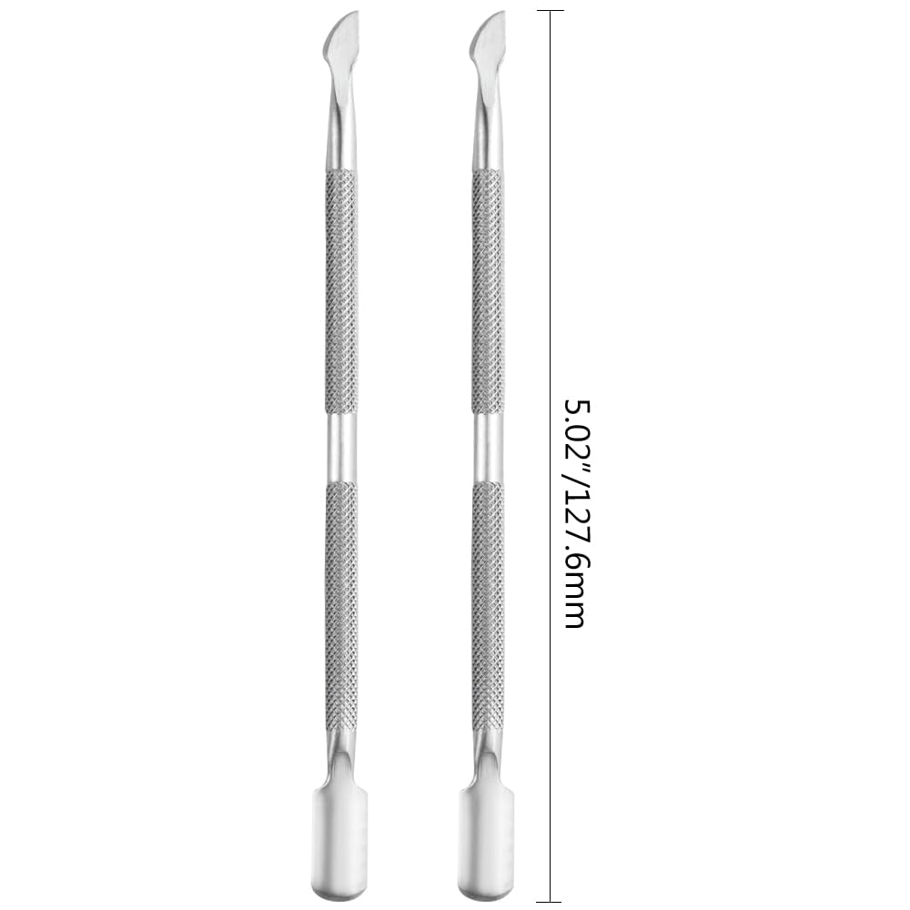4 Pieces Nail Cuticle Pusher Stainless Steel Nail Polish Cuticle Remover Double Ended Manicure Nail Pedicure Tool Metal Cuticle Peeler Scraper for Fingernails and Toenails (Silver)