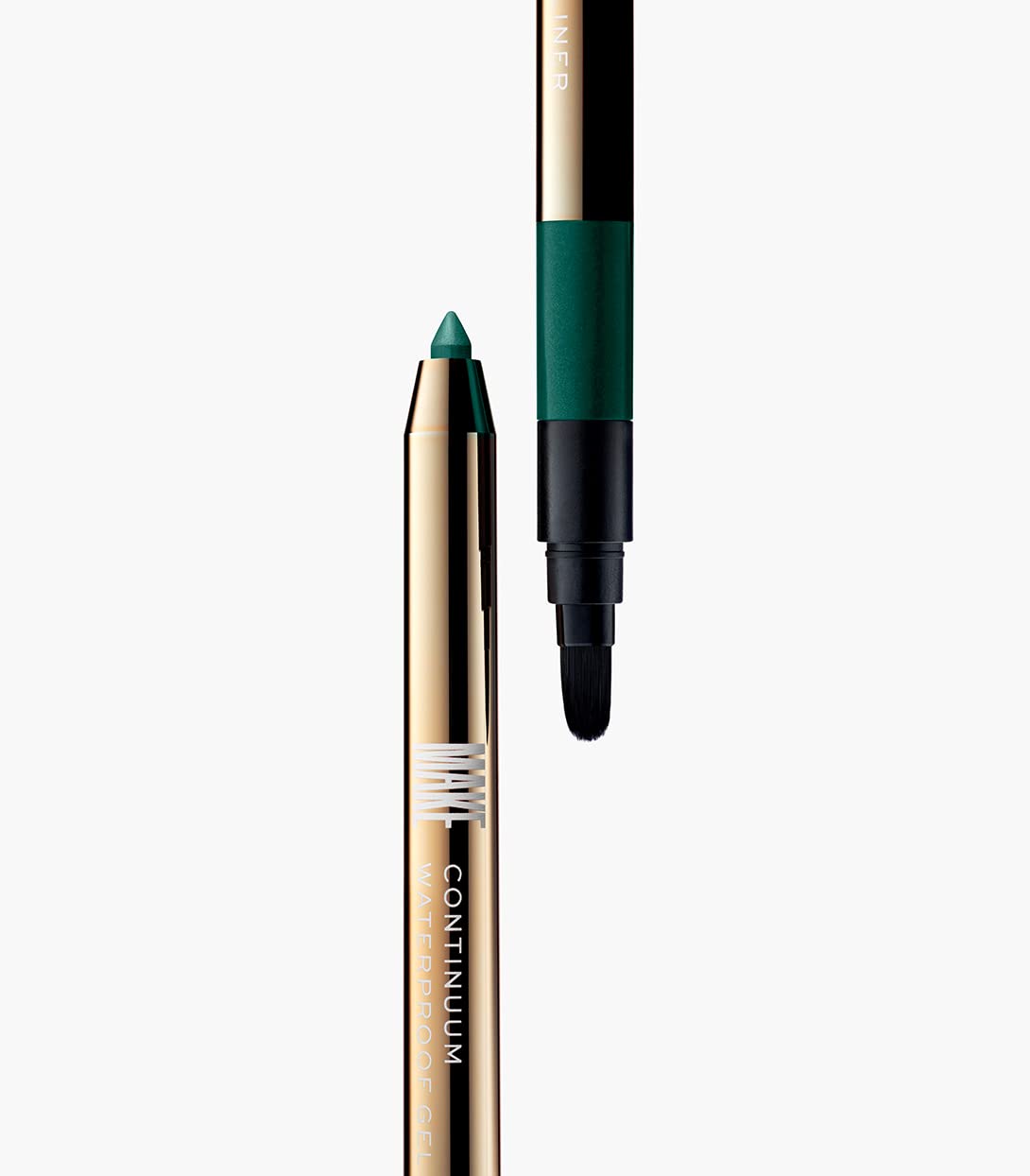 MAKE Beauty Continuum Waterproof Gel Eyeliner Pencil. Creamy, Pigmented Multi-Use, including Waterline with Built-in Sharpener and Blending Brush. Smudge-Proof Makeup. Shade - Emerald, Green