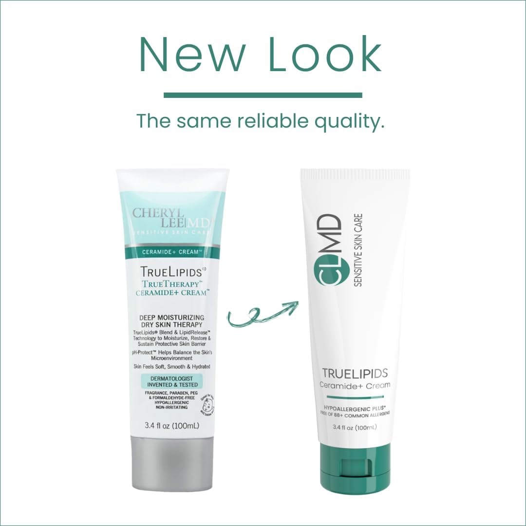 CLMD TrueLipids Ceramide+ Cream – Deep Moisturizing Barrier Support for Sensitive Skin – Hydrates and Soothes – Hypoallergenic, Nourishing, and Dermatologist-Tested – 3.4 fl oz