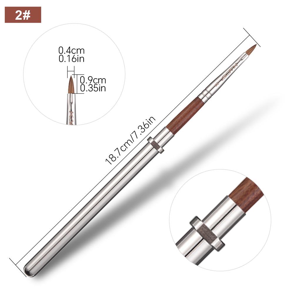 KADS Acrylic Nail Brush with Penholder Nail Brush for Acrylic Application-Oval Shaped Powder Nail Design Tools for Professional Manicure DIY Home Salon (2#)