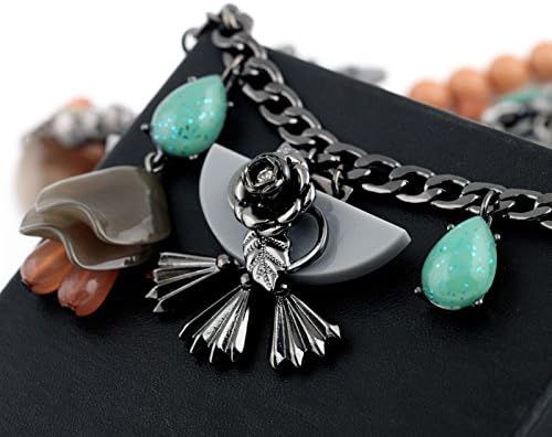 Colorful Large Beaded Multi Layer Triple Strand Crystal Multi Color Colorful Statement Chain Coral Gray Mint