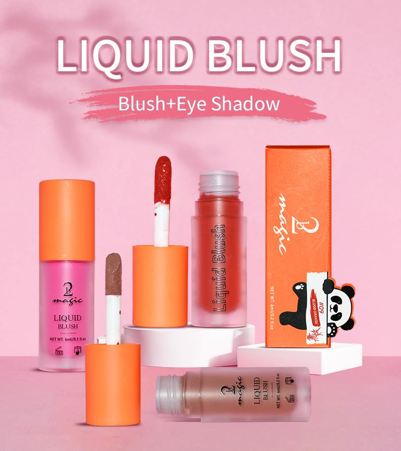 Liquid Blush, Long-lasting & Blendable Liquid Blush for High-Pigment Color, Achieve a Soft, Dewy, Healthy Natural Finish (05-Warm Orange, 0.2 Ounce)