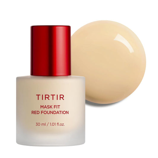 TIRTIR Mask Fit Red FoundationㅣLong Lasting Flawless Coverage, Energy Essence, Lightweight, Hydrating, Pore-Blurring, Breathable Satin Finish, Makeup, Radiant Skin, #21W Natural Ivory, 1.01 Fl Oz