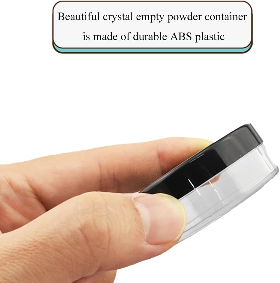 HAHIYO 1Pcs 20ml/0.68oz Plastic Empty Travel Compact Case Makeup Cosmetic Jar Refillable Powder Box No Leak Holder with Rotatable Sifter and Black Screw Lid