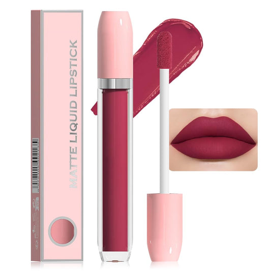 BINGBRUSH Super Matte Longwear No-Budge Stay On Smudge Proof Liquid Lipstick Long Lasting Makeup for Women,Highly Pigmented Color and Instant Shine, Cheeky