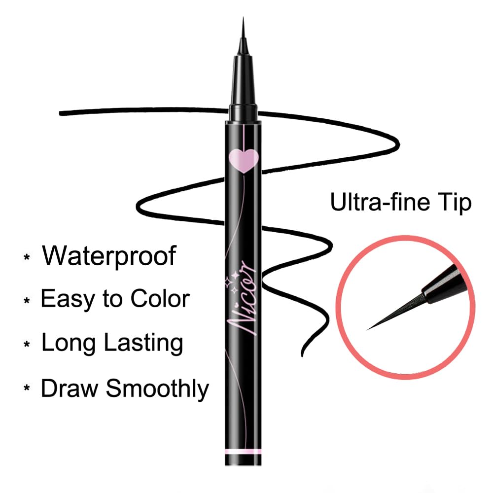 Upgraded Eyebrow Stamp Pencil Kit for Makeup, With Waterproof Pen, Black Eyeliner, Pomade, Specially Customized Blade Shaped Brush and Razor