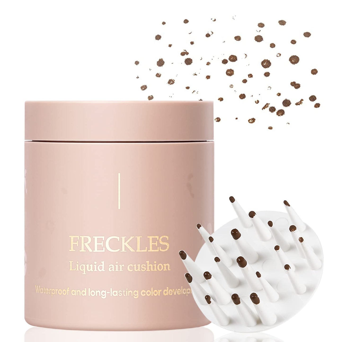 Erinde Upgrade Liquid Freckle Pen, Fake Freckles Stamp Air Cushion, Long Lasting Waterproof Quick Dry Lifelike Freckles Marker Makeup, Magic Freckle Stamp for Natural Sunkissed Makeup, 01 Saddle Brown