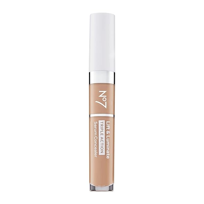 No7 Lift & Luminate Triple Action Serum Concealer - Medium - Anti Aging Liquid Concealer Makeup for Blemishes & Dark Circles - Medium to Full Coverage Concealer for Face (8ml)