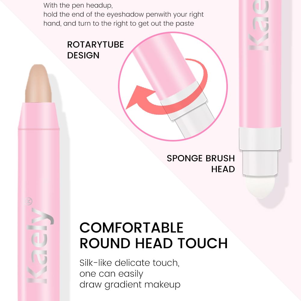 Kaely 2in1 Cream Eye Shadow Brightener Sticks for Eyes, Pencil Eyeshadow Applicator Stick Waterproof Pigmented, Eye Shadow Palette Highlighter Makeup, sombras para ojos, 28 Desert Matte