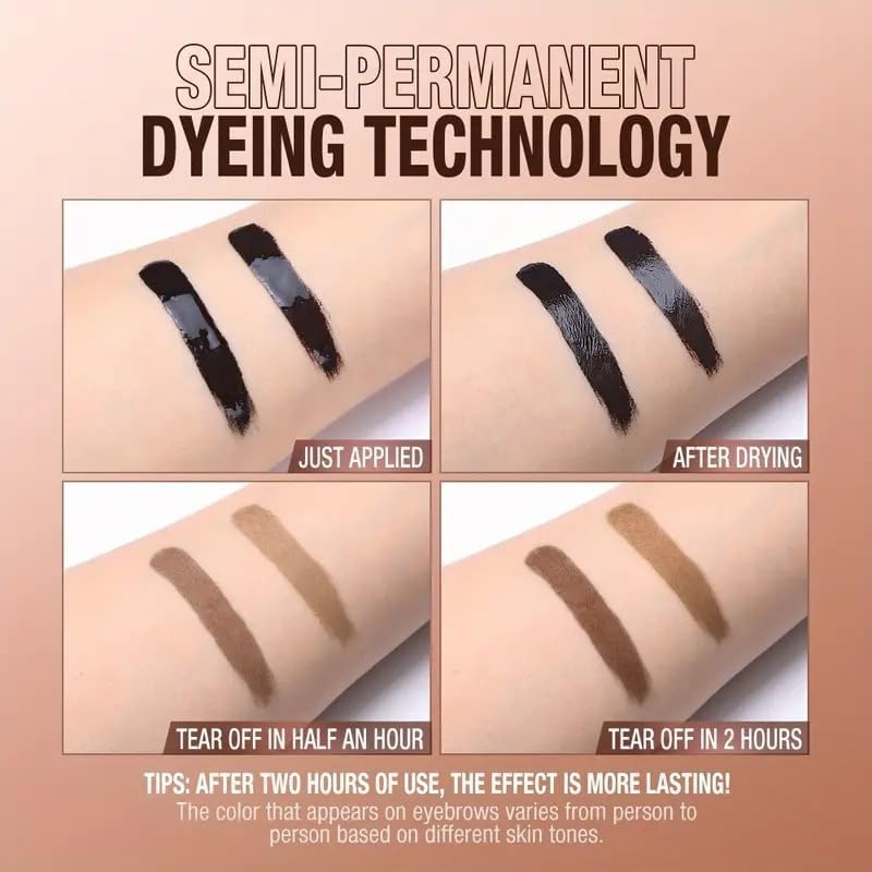 Tattoo Eyebrow Gel Easy Peel Off, Peel Off Eyebrow Tint, Easy Peel off Eyebrow Gel, Peel Off Eyebrow Tint, Waterproof & Sweatproof for All Skin Types (3 pcs)